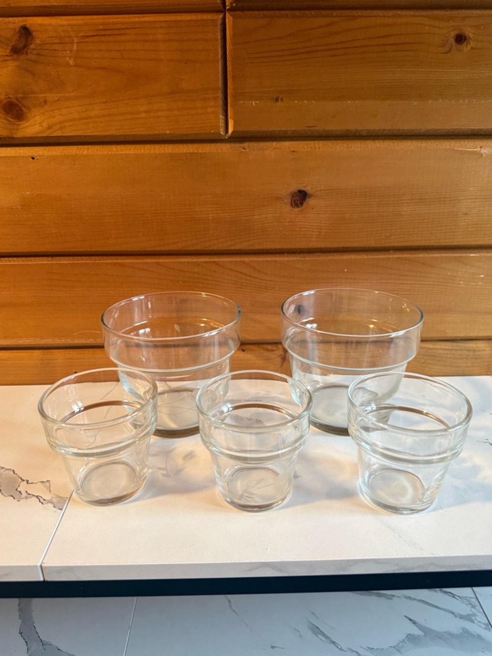 Clear Glass Serving Bowls Set - 5-Piece